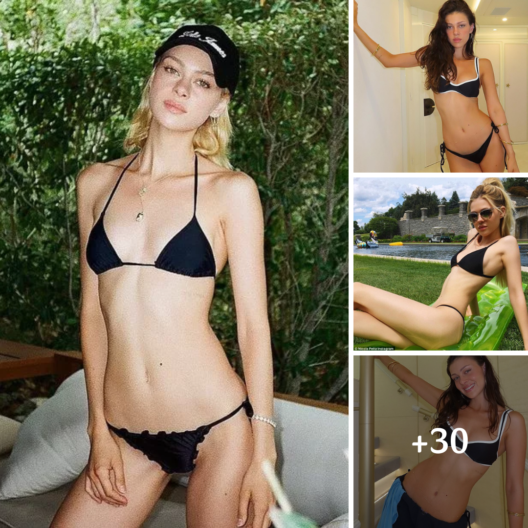 Nicola Peltz shows off her incredible figure in a skimpy black bikini before posing for loved-up snaps with her husband Brooklyn Beckham