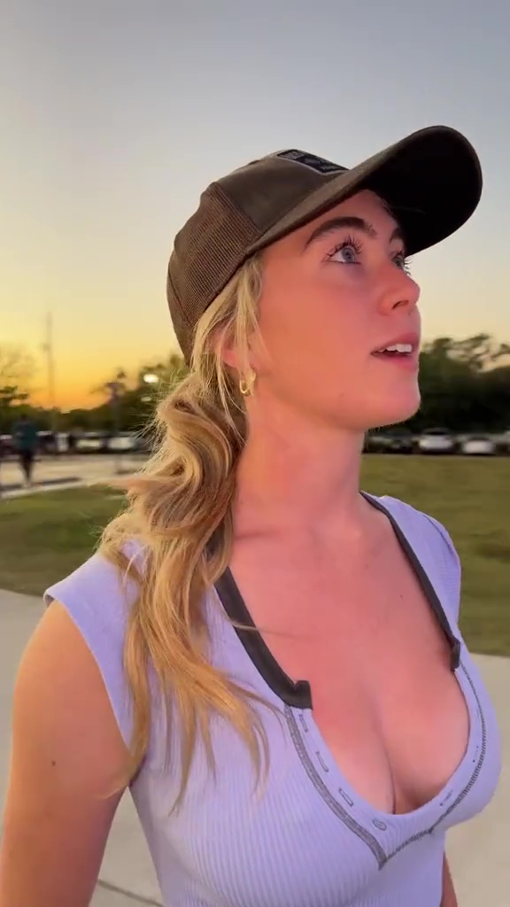 Grace Charis put on a busty display outside a driving range