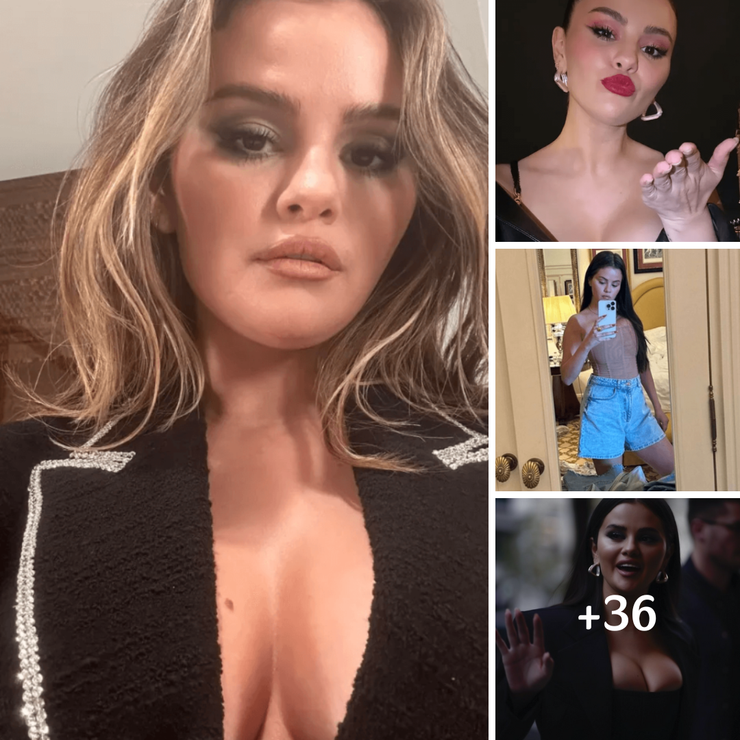 In a plunging black blazer, Selena Gomez flaunted major cleavage in a racy selfie