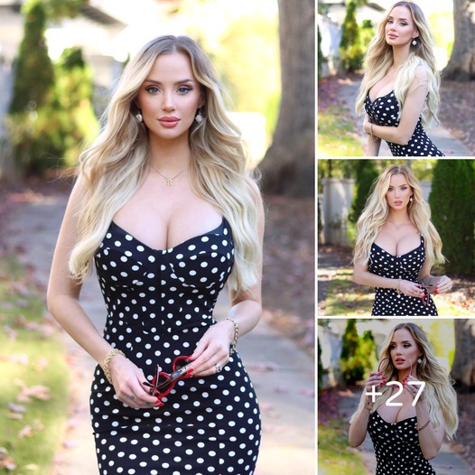 Valerie Cody is hot in an attractive black and white polka dot dress ‎