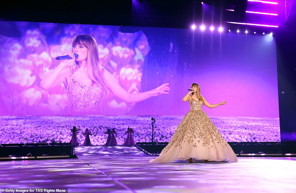 Changing it up: Taylor had several costume changes throughout her blockbuster concert