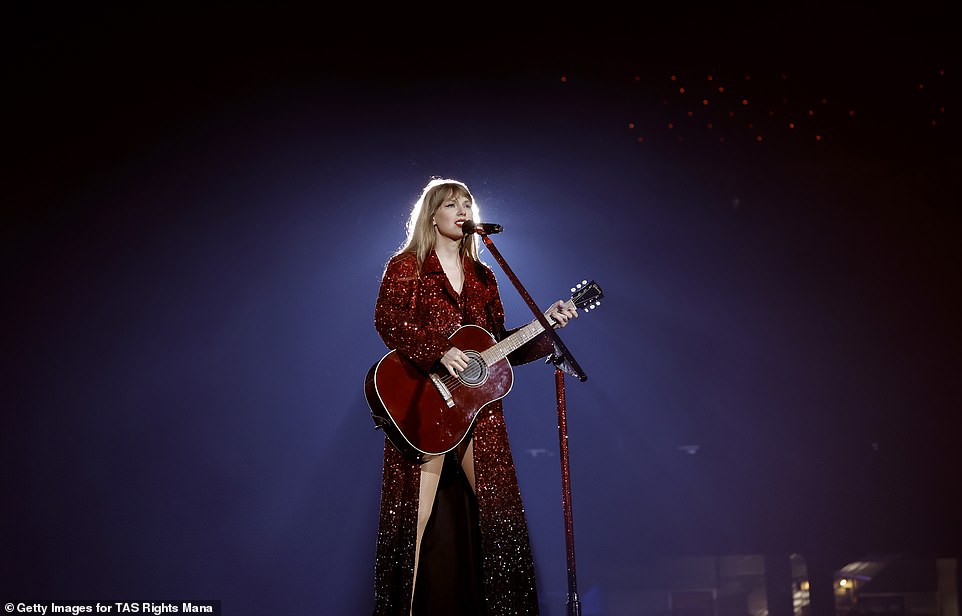 Blast from the past: Her old-school country fans were likely delighted to see her pull out her acoustic guitar