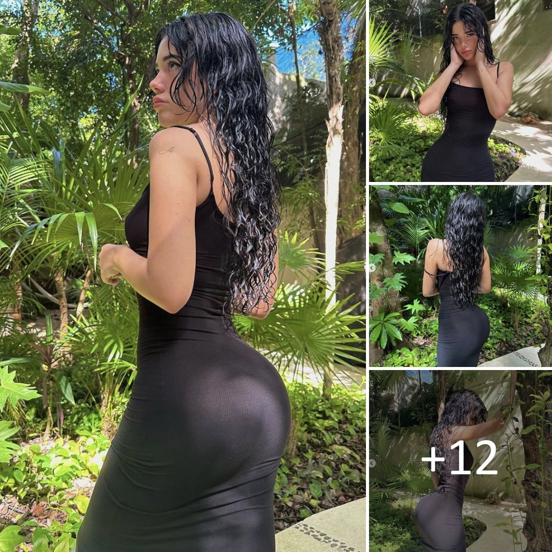 Vanessa Radiates Goddess Vibes in Black Dress and Wet Hair ‎