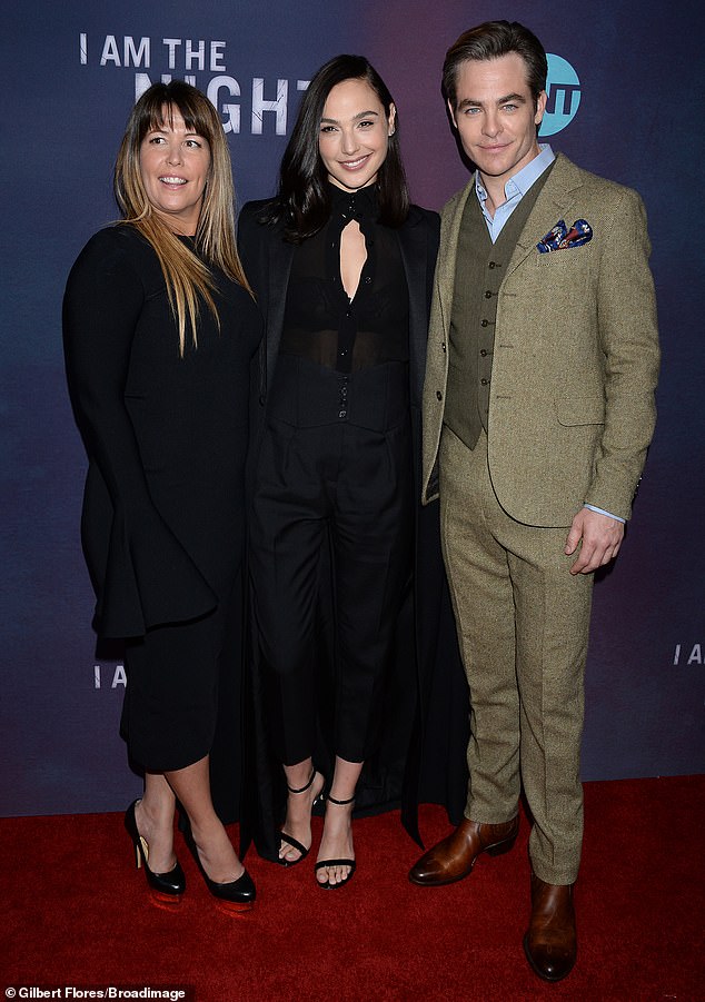 Pals: Gal Gadot showed up to support her Wonder Woman co-star Chris Pine and director Patty Jenkins at the LA premiere for the TNT mini series I Am The Night