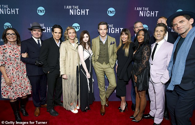 Altogether now: (Pictured from left to right) Sarah Aubrey, Jefferson Mays, Yul Vazquez, Connie Nielsen, India Eisley, Chris Pine, Patty Jenkins, Sam Sheridan, Golden Brooks, Leland Orser, Jay Paulson, and Dylan Smith