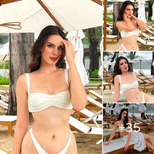 In White Elegance: Manita Farmer’s Beauty Leaves Hearts Enchanted in a Swimsuit ‎