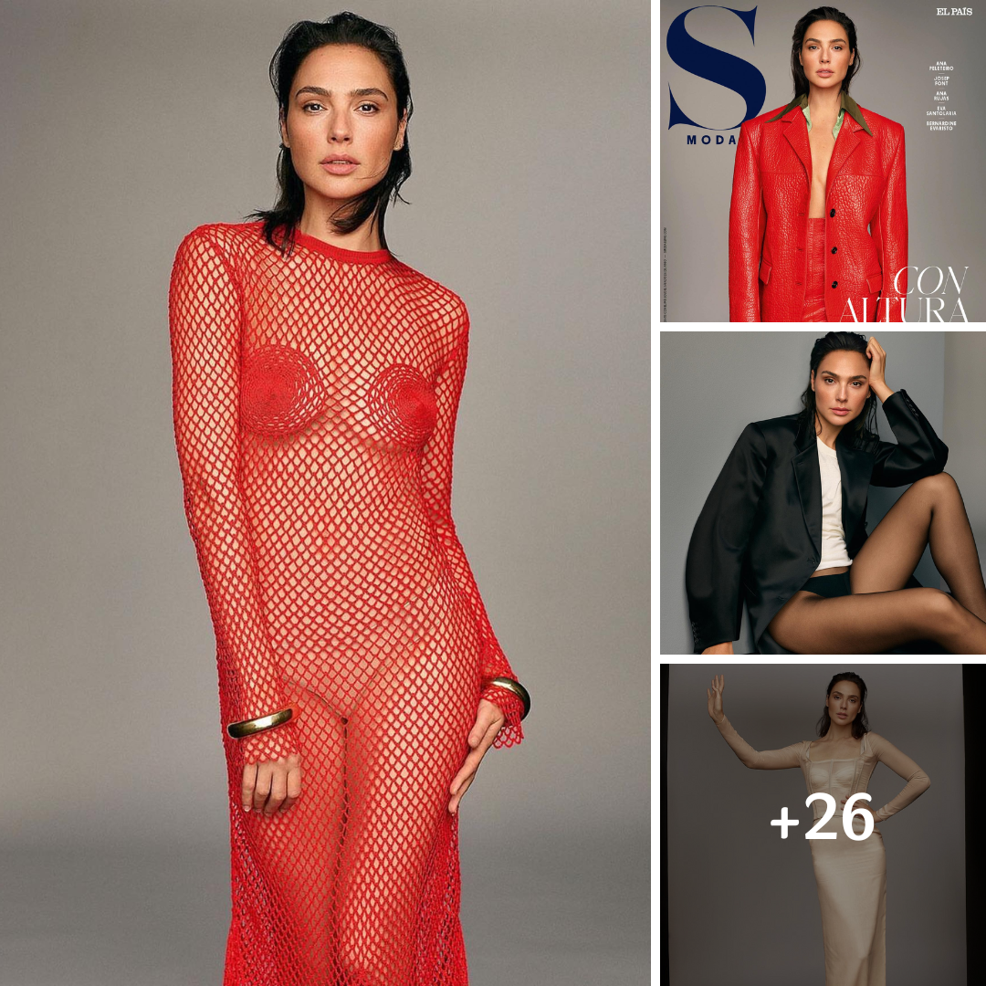 See Gal Gadot In A Red Fishnet Dress