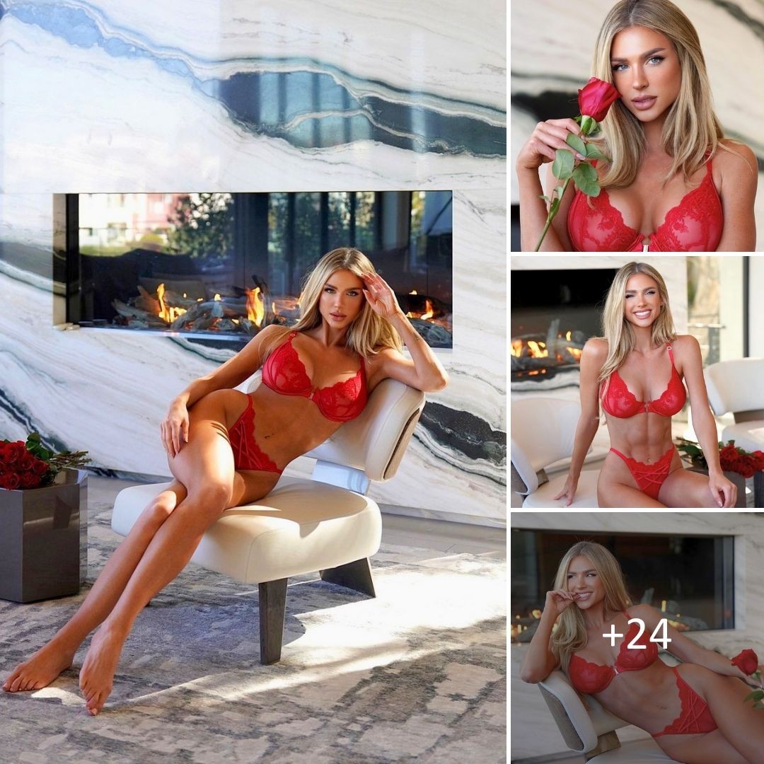 Ryann Murphy appears exceptionally attractive and elegant in red lingerie. ‎