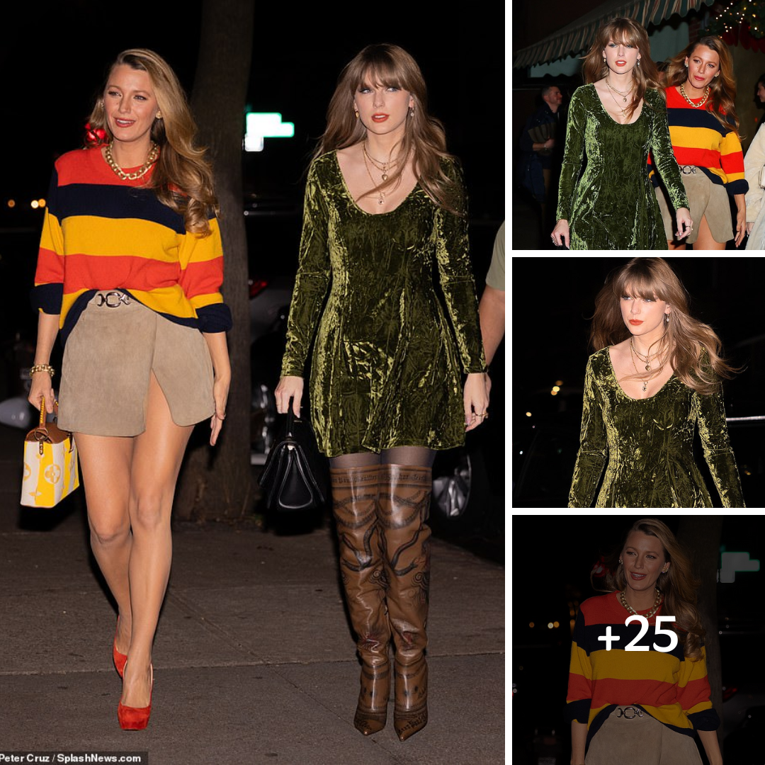 Taylor Swift rocks velvet dress and thigh-high boots as she joins leggy pal Blake Lively for star-studded dinner in NY… after Jo Koy’s Golden Globes jab