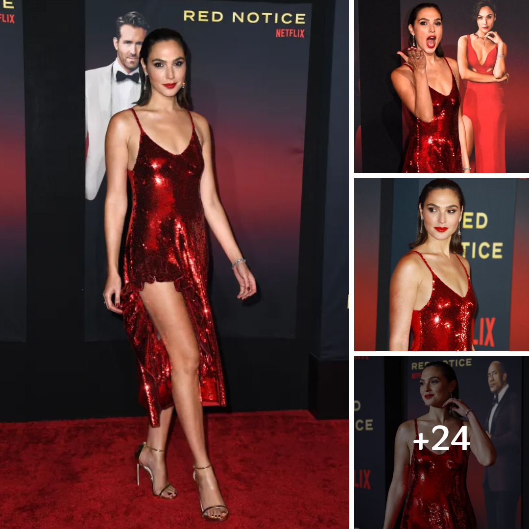 Gal Gadot looks red hot in split dress for the premiere of her new movie